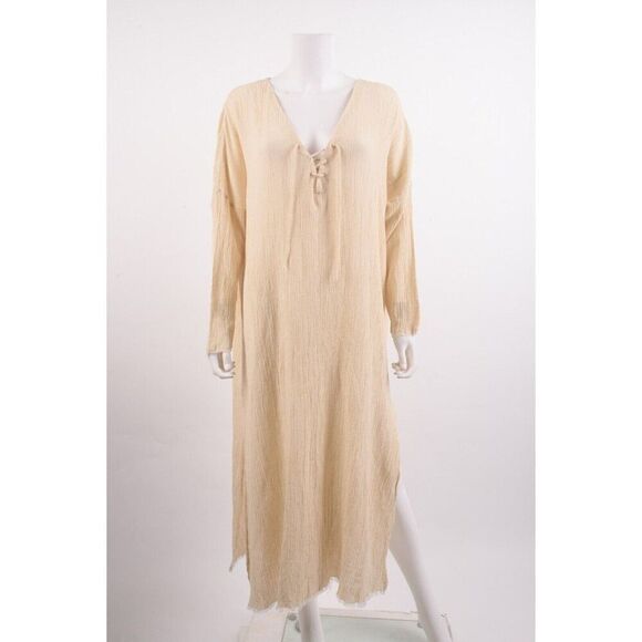 Zara Womans Kaftan Style Dress Crepe Size S M Beige Ecru Ivory 0264/035 NWD - Picture 1 of 7